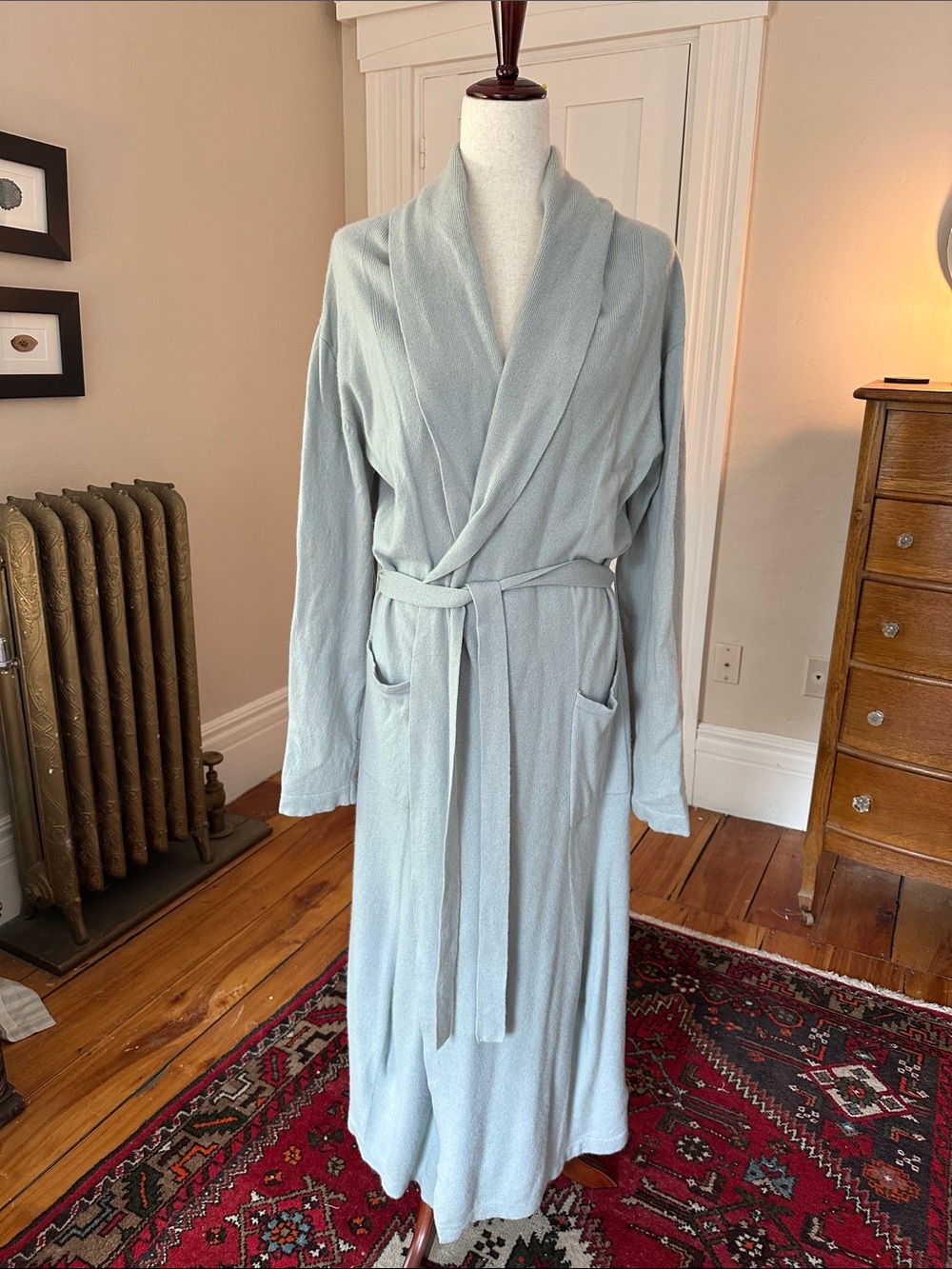 Pure Cashmere Robe in Pale Blue
